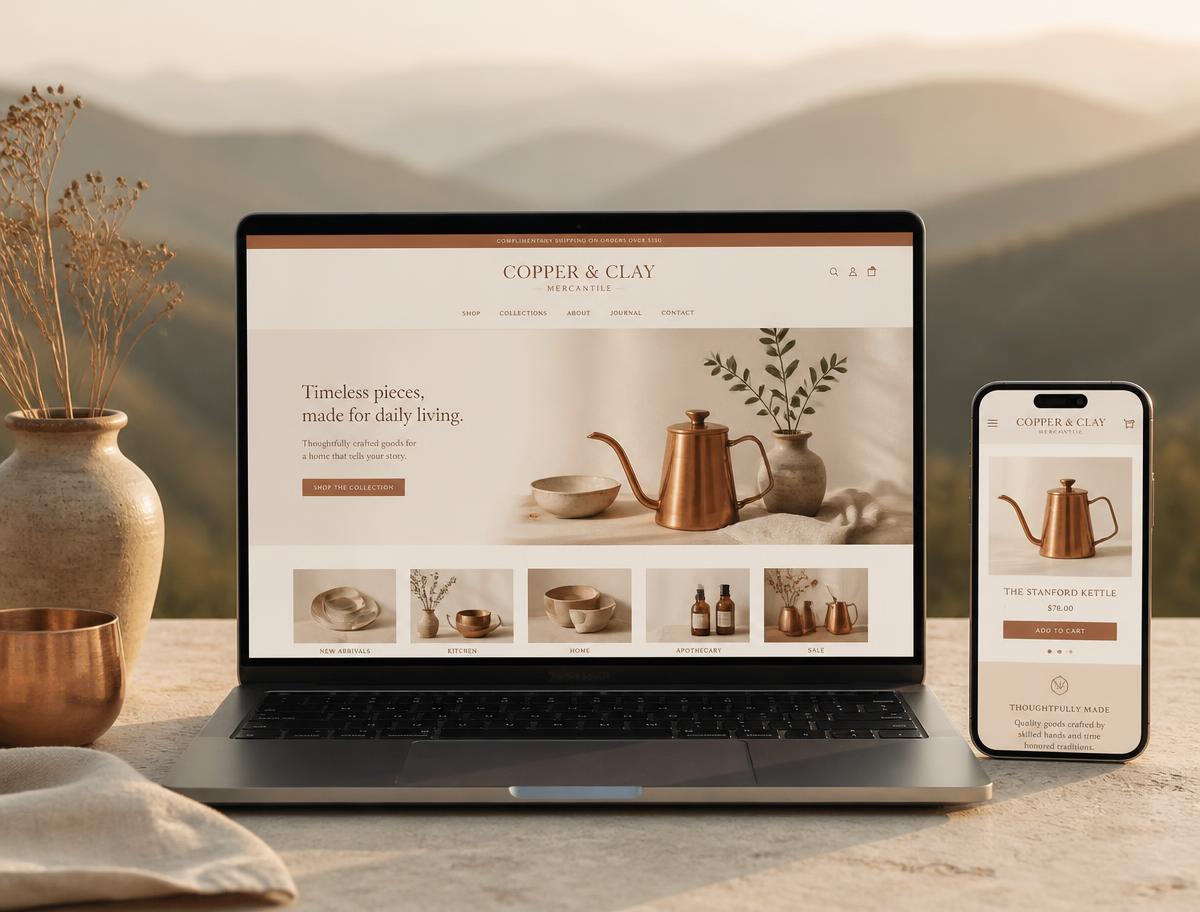 Copper & Clay Mercantile — Custom Wix Website website after the rebuild