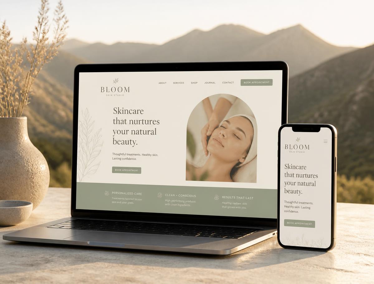 Bloom Skin Studio — The Wix Business Buildout website after the rebuild