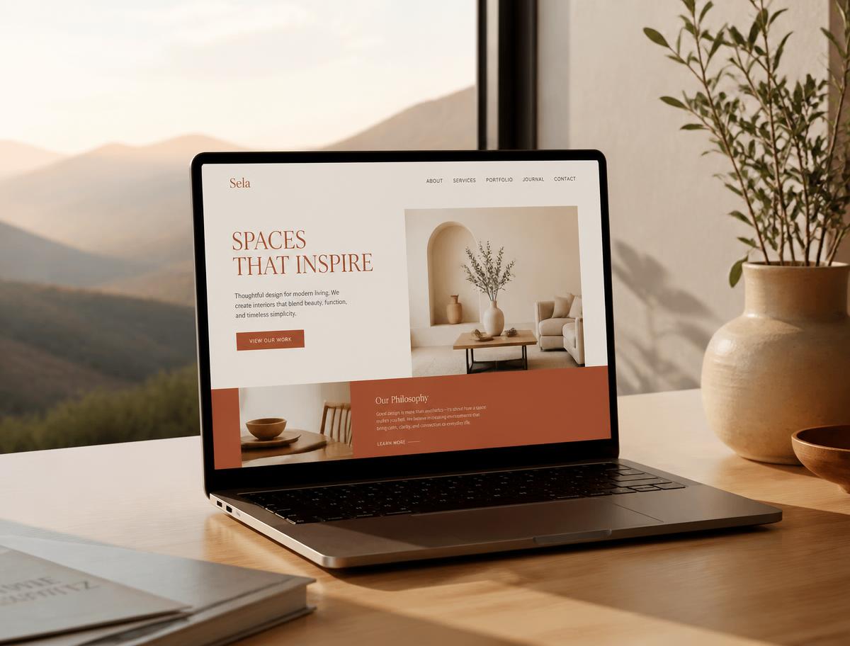 Custom website design shown on a laptop